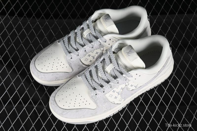 Nike SB Dunk Low LV Collaboration - Beige Denim Anniversary High-End Custom Low-Top Casual Skate Shoes - JH8310-947