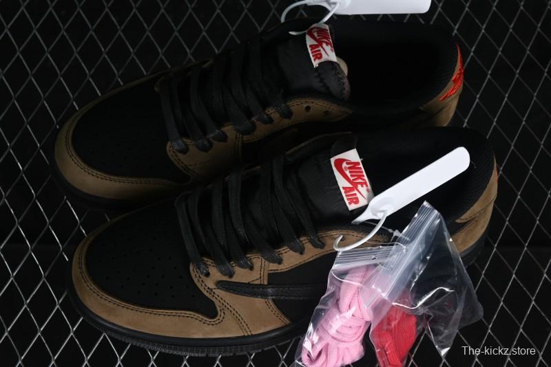 Nike Travis Scott x Air Jordan 1 Low OG AJ1 Reverse Swoosh Sneakers - DM7866-202