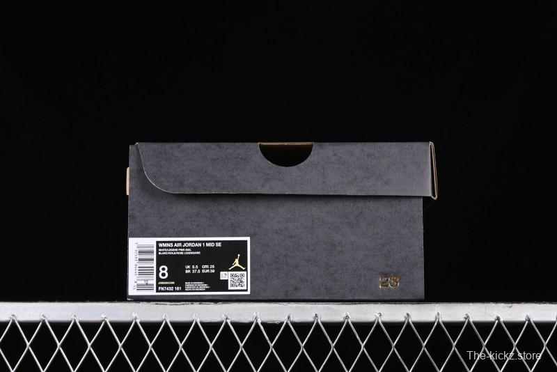 Nike Air Jordan AJ1 Mid Basketball Shoes in White Pink - FN7432-161