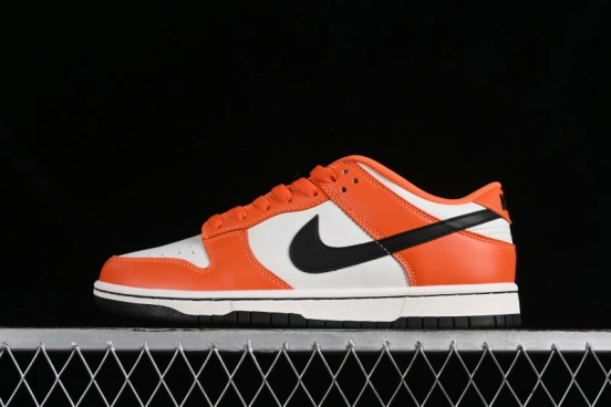 Nike SB Dunk Low Casual Skate Shoes in White, Orange, and Black - DH9765-003