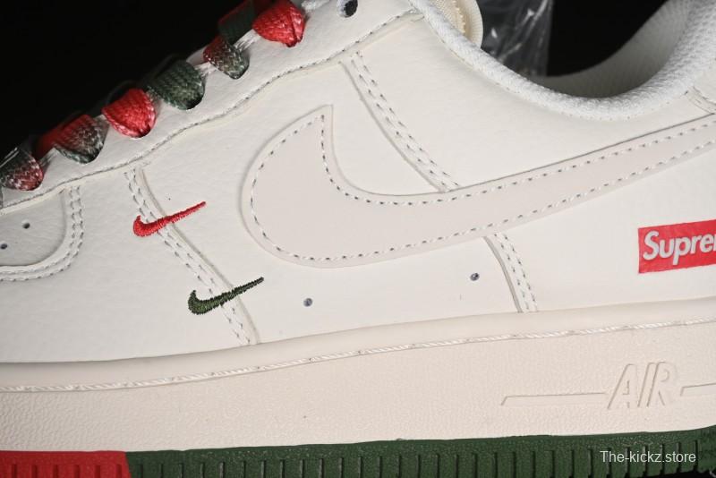 Nike Air Force 1 '07 Low Supreme Casual Sneakers in Beige Red Green - XZ6188-009