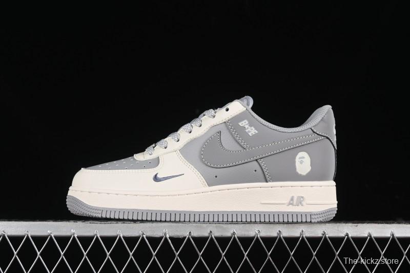 Nike Air Force 1 '07 Low Bape Collaboration - Off White Grey Low Top Casual Sneakers - BB6566-207
