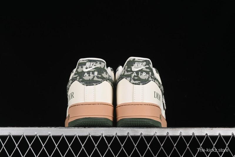 Nike Air Force 1 '07 Low Dior Collaboration - Beige Green Swoosh Low-Top Casual Sneakers - KK1988-010
