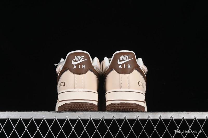 Nike Air Force 1 '07 Low Gucci Collaboration - Brown Coffee Drawstring Low-Top Casual Sneakers - SJ1198-400