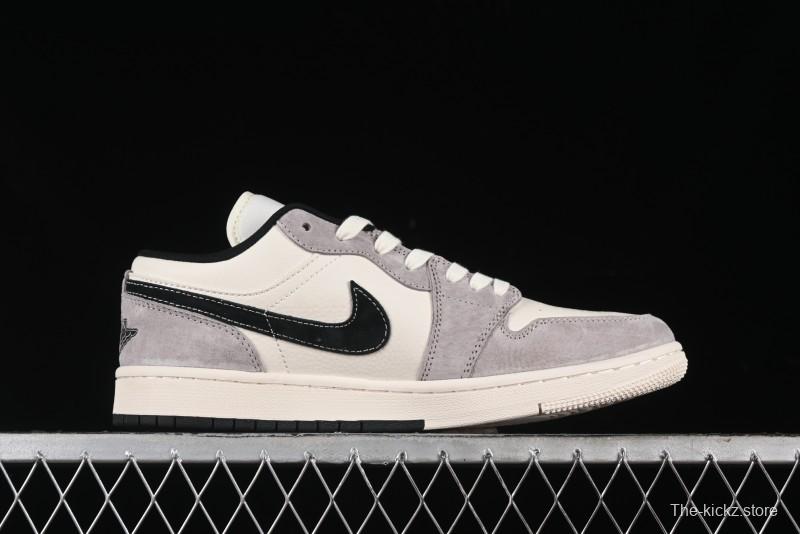 Nike Air Jordan 1 Low Stussy Collaboration - Grey Black Red Label Retro Basketball Shoes - SJ9950-034