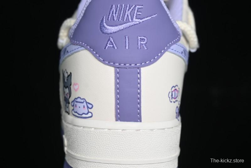 Nike Air Force 1 Low Kuromi Casual Sneakers with Lace-Up Design - BD7701-220
