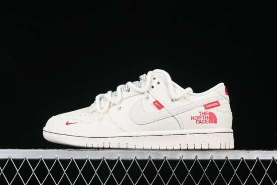 Nike SB Dunk Low x The North Face x Supreme Series - Strap Beige White Hook Anniversary High-End Custom Low-Top Casual Skate Shoes - YX5066-229