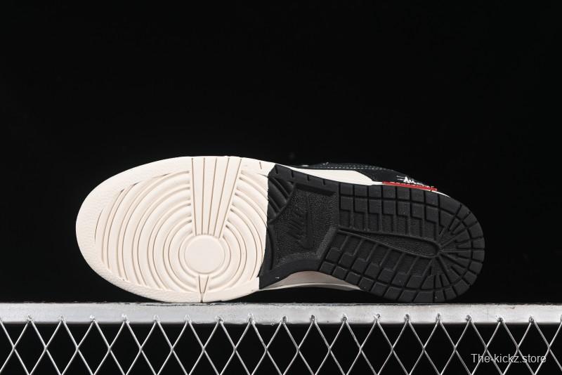 Nike SB Dunk Low Stussy Collaboration - Embroidered Black Swoosh Anniversary Custom Low-Top Casual Sneakers - MM1089-034
