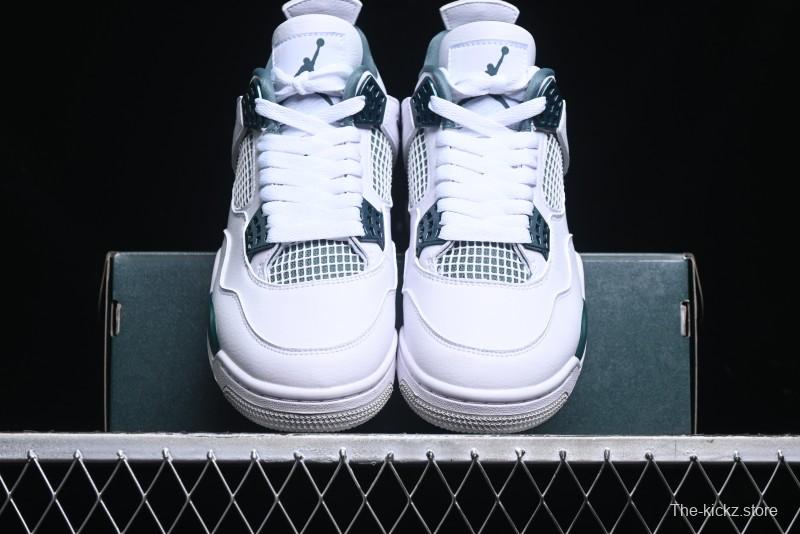 Nike Air Jordan 4 Retro Sneakers in White, Oxidized Green and Neutral Grey - AQ8138-103