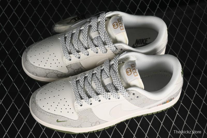 Nike SB Dunk Low Gucci Collaboration - Smoke Green Anniversary High-End Custom Low-Top Casual Skate Shoes - XX2025-389