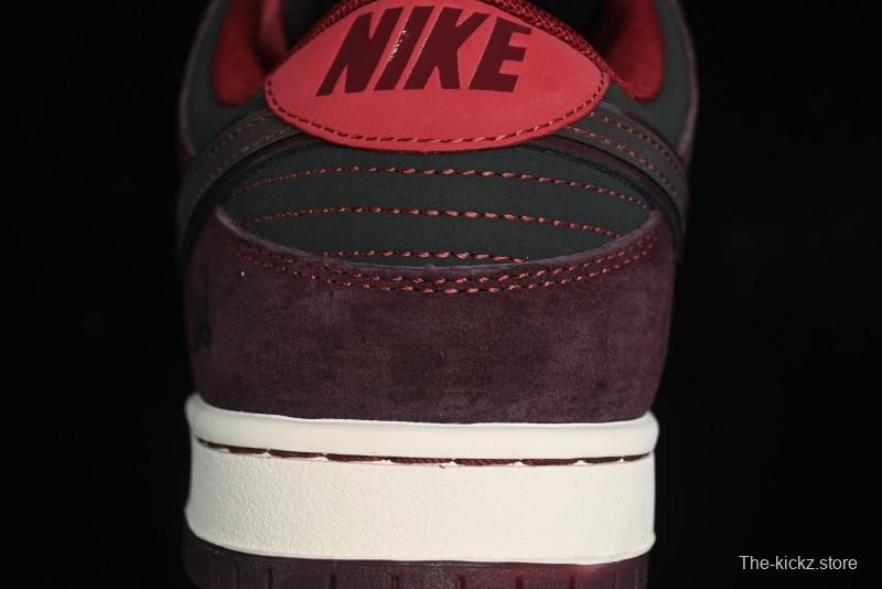 Nike SB Dunk Low Bordeaux Red Skate Shoes Collaboration with Riot Skateshop - FZ1289-200