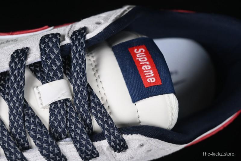 Nike SB Dunk Low Supreme Collaboration - Grey Pig Suede with Red Swoosh Anniversary Custom Edition Low-Top Casual Skate Shoes - CH8311-232