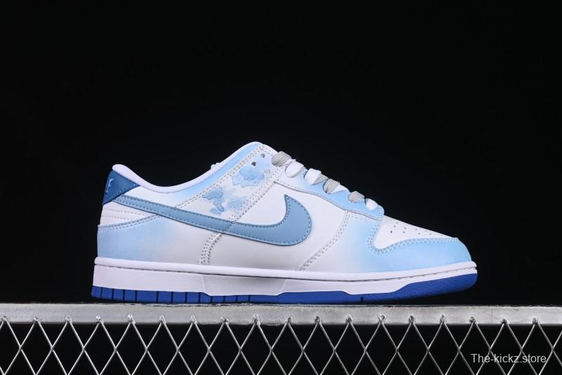 Nike Dunk Low Blue and White Porcelain Theme Casual Sneakers - DV0831-104