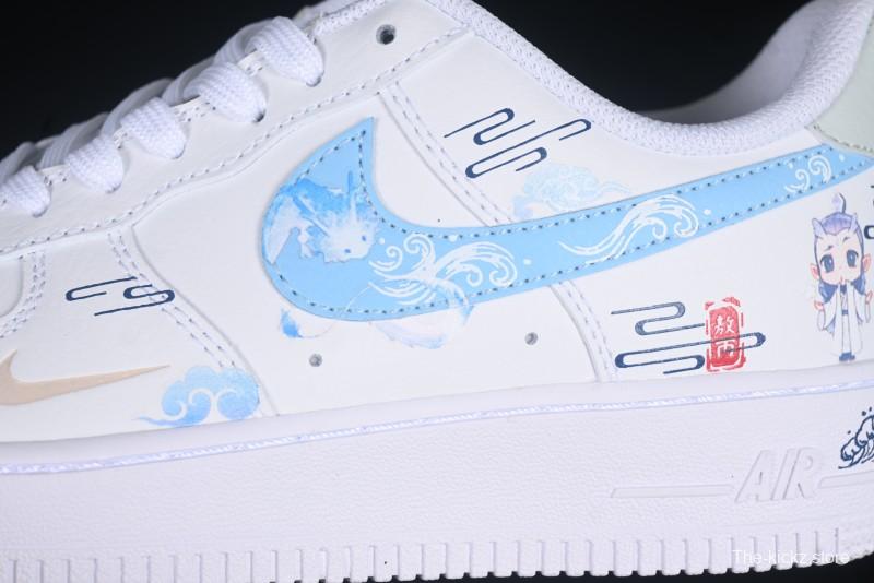 Nike Air Force 1 '07 Low Casual Sneakers with Erciyuan Hand-Painted Graffiti Lingzhu Aobing Design - HF0022-010