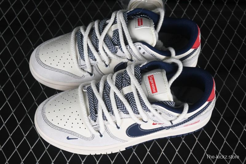 Nike SB Dunk Low Supreme Collaboration Strap Pig Eight Blue Hook Anniversary High-End Custom Low-Top Casual Skate Shoes - YX5066-235