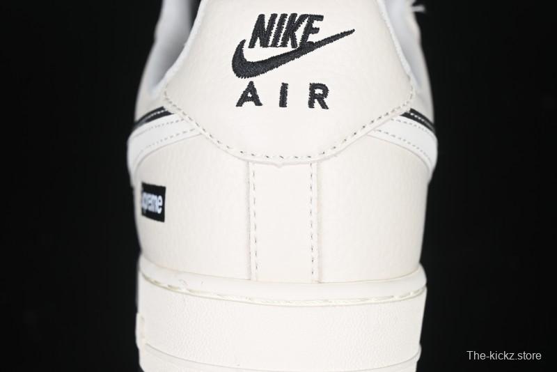 Nike Air Force 1 '07 Low Supreme Collaboration - Beige Black Double Swoosh Casual Sneakers - DF0188-019