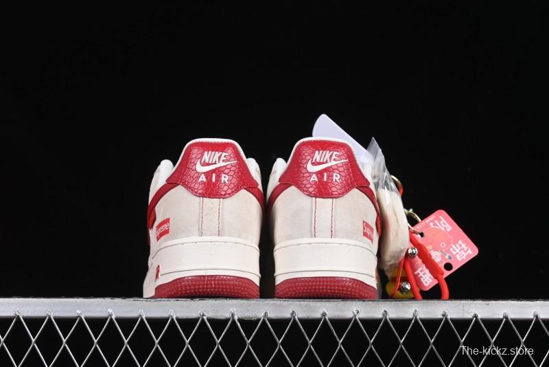 Nike Air Force 1 '07 Low Supreme Collaboration Year of the Snake Limited Edition Red Snake Swoosh Low-Top Casual Sneakers - HH7518-032