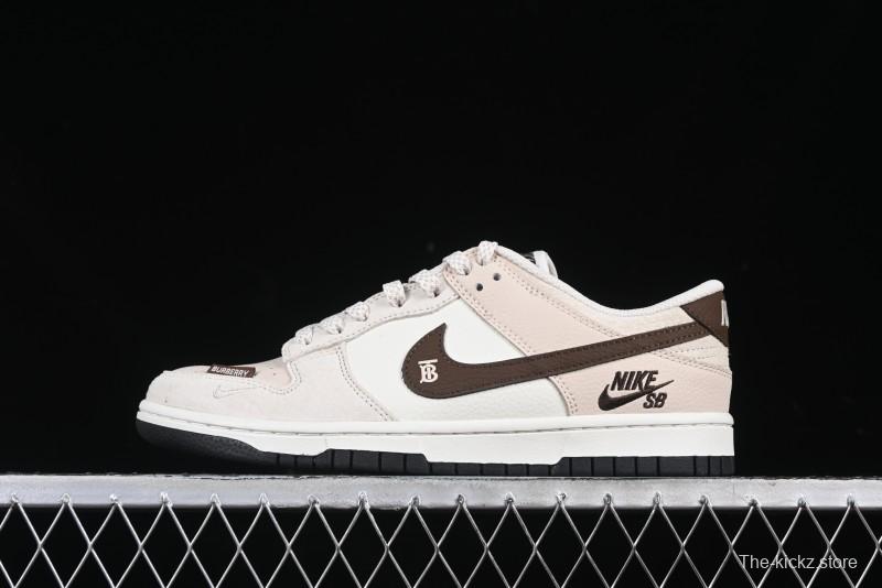 Nike SB Dunk Low Burberry Collaboration Patch Brown Swoosh Anniversary Custom Low-Top Casual Skate Shoes - DJ2024-088