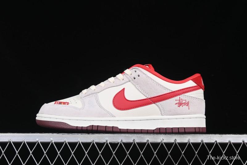 Nike SB Dunk Low Stussy Anniversary Edition Custom Sneakers with Red Swoosh - KK1333-021
