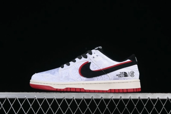 Nike SB Dunk Low The North Face x Edison Chen Triple Collaboration White Silk Black Red Hook Anniversary High-End Custom Low-Top Casual Sneakers - DM6868-041