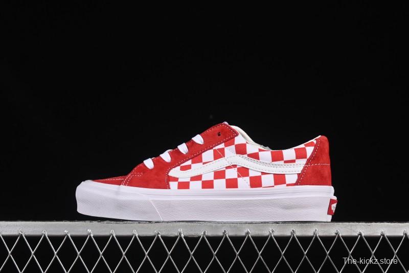 Vans Sk8-Low White Red Checkerboard Slip-Resistant Casual Skate Shoes - VN0A4UUK4W9