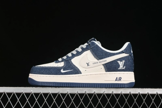 Nike Air Force 1'07 Low LV Collaboration Dark Blue Checkerboard Casual Sneakers - XS1958-551