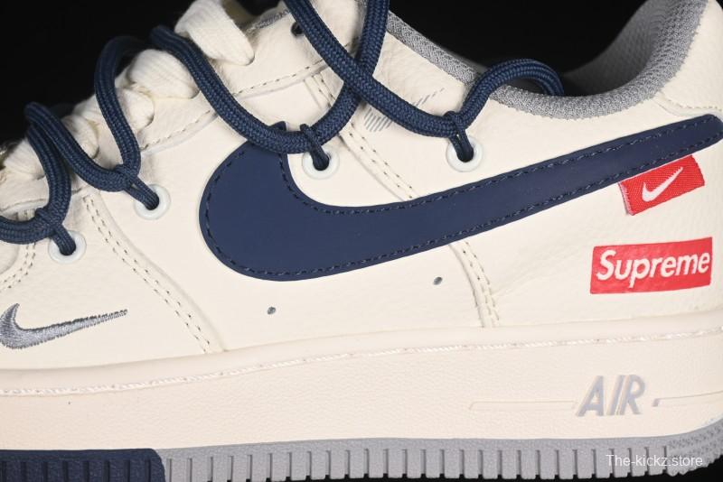 Nike Air Force 1 '07 Low Supreme Collaboration Two-Tone Blue Grey Lace-Up Casual Sneakers - DM6868-068