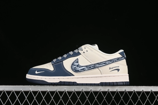 Nike SB Dunk Low Sup Series Blue White Graffiti Blue Swoosh Anniversary Custom Low-Top Casual Skate Shoes - LW1818-116