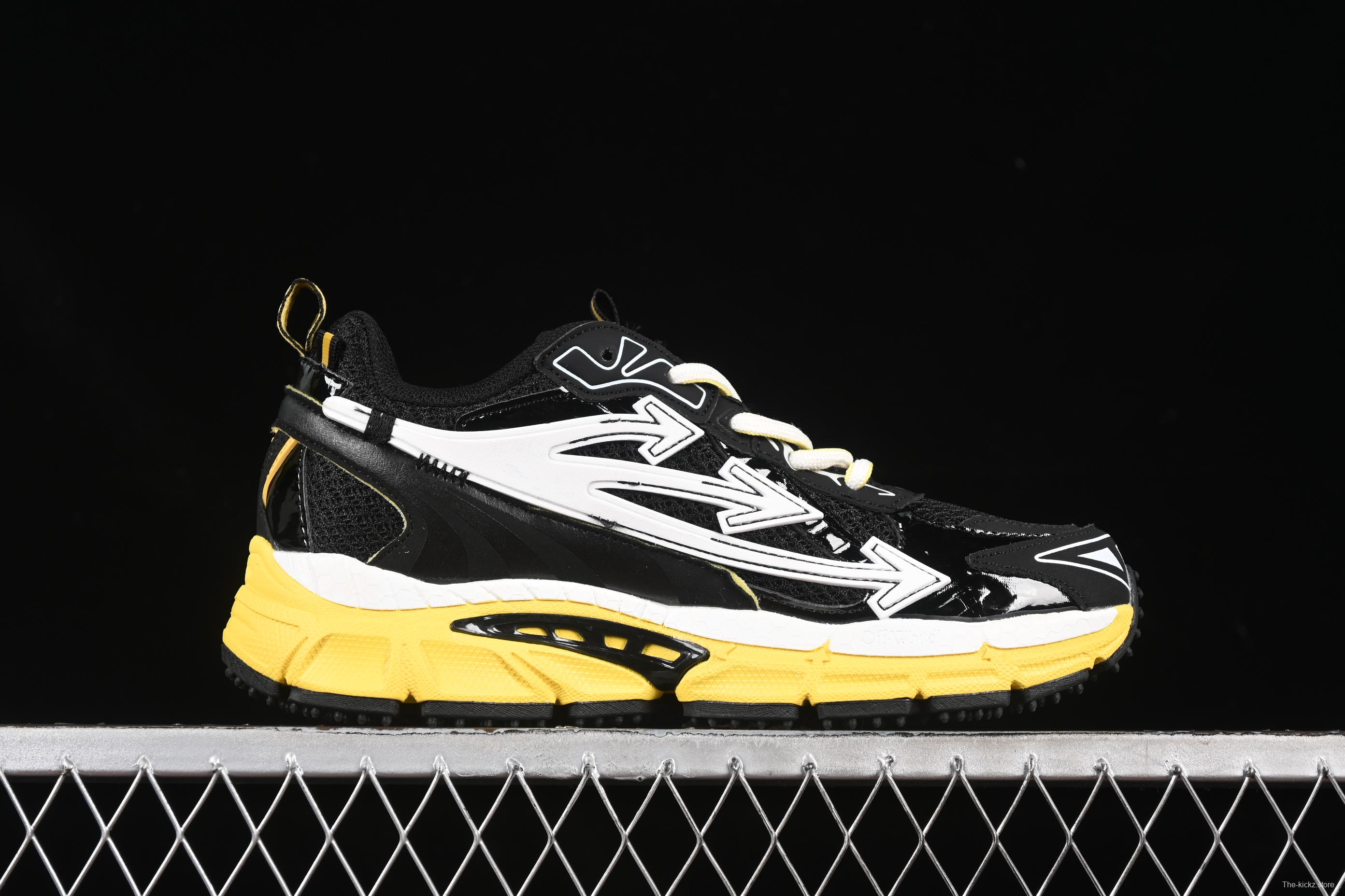 Off-White Be Right Low-Top Lifestyle Sneakers in Black & Yellow - C.D4
