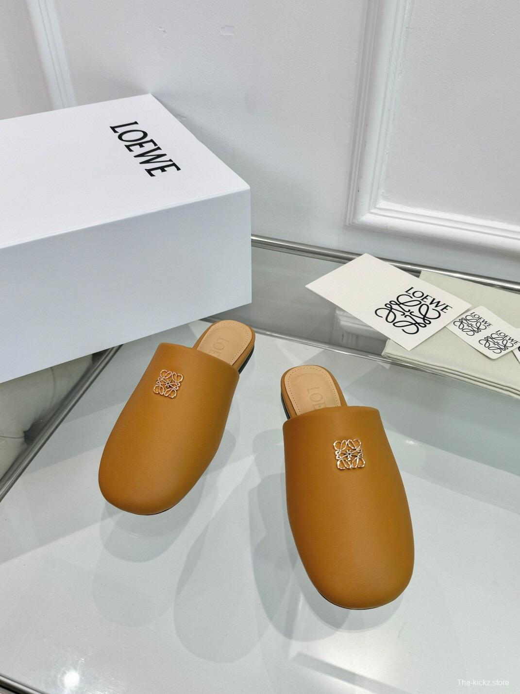 2025 Women Loewe Brown Leather Slippers LY00270