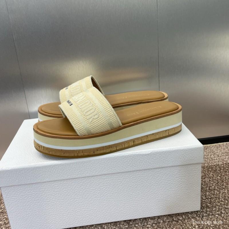 2025 Slippers Dior Beige Canvas Slippers