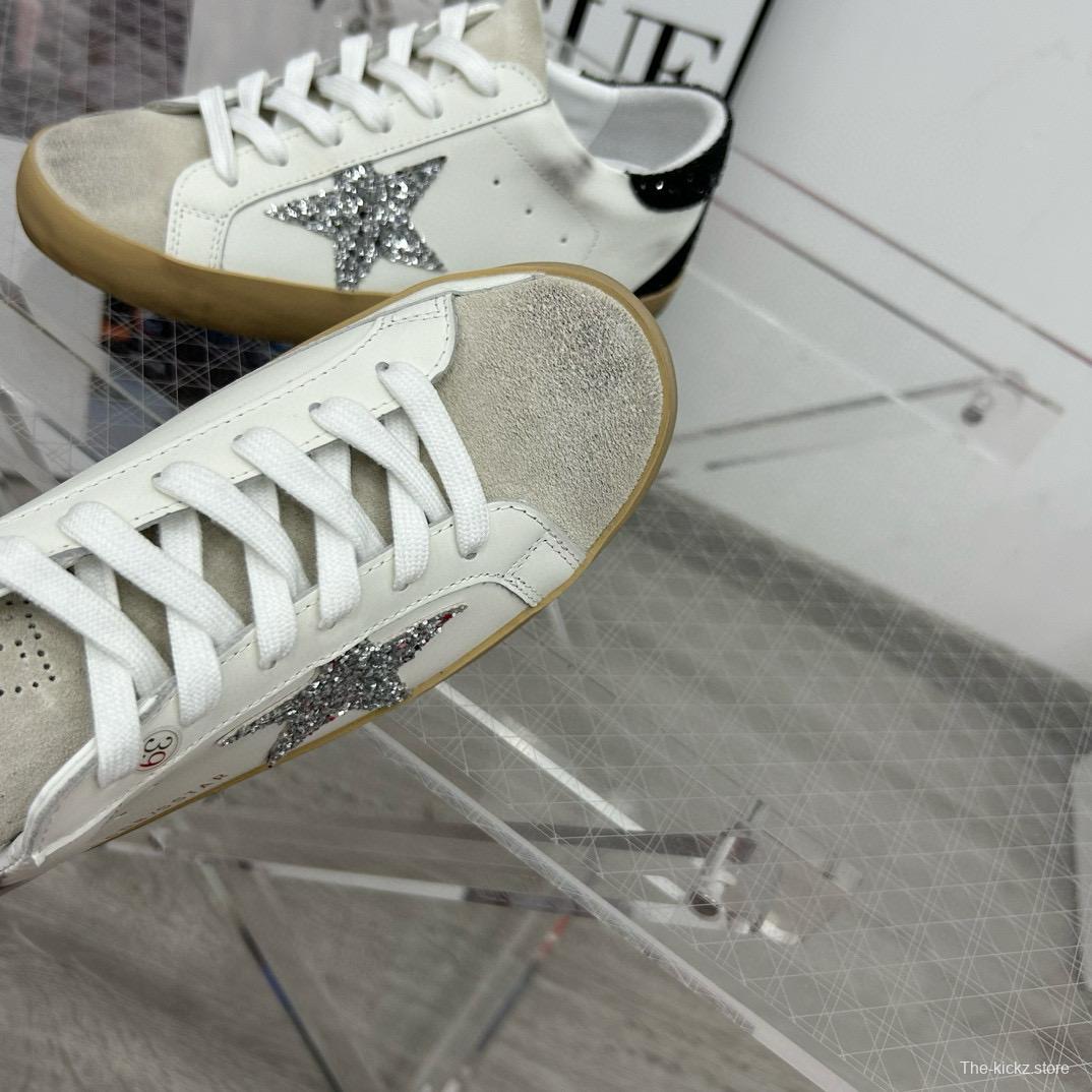 2025 Women GGDB White Black Silver Leather Suede Sneakers