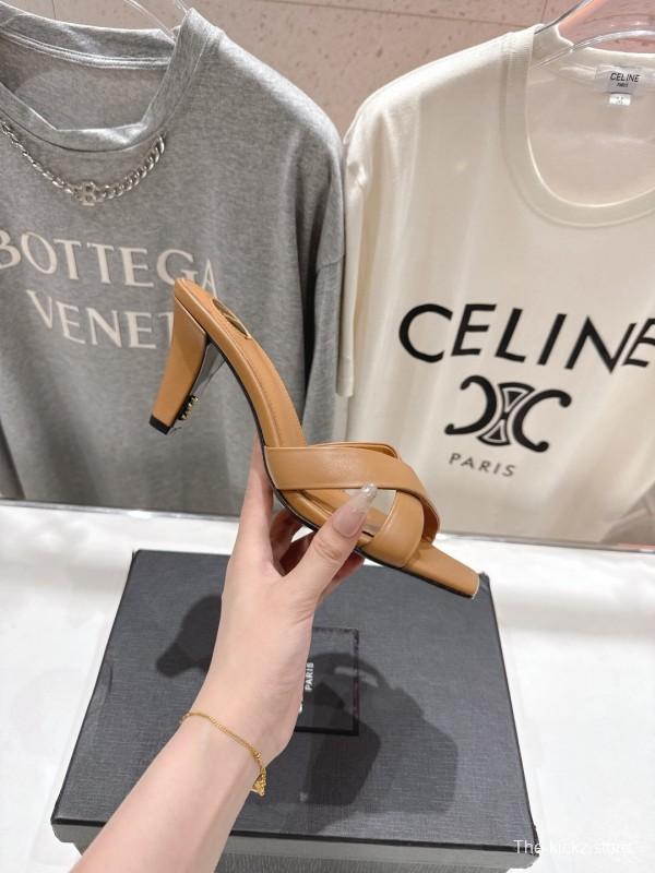 2025 Women Yves Saint Laurent Beige Leather High Heels