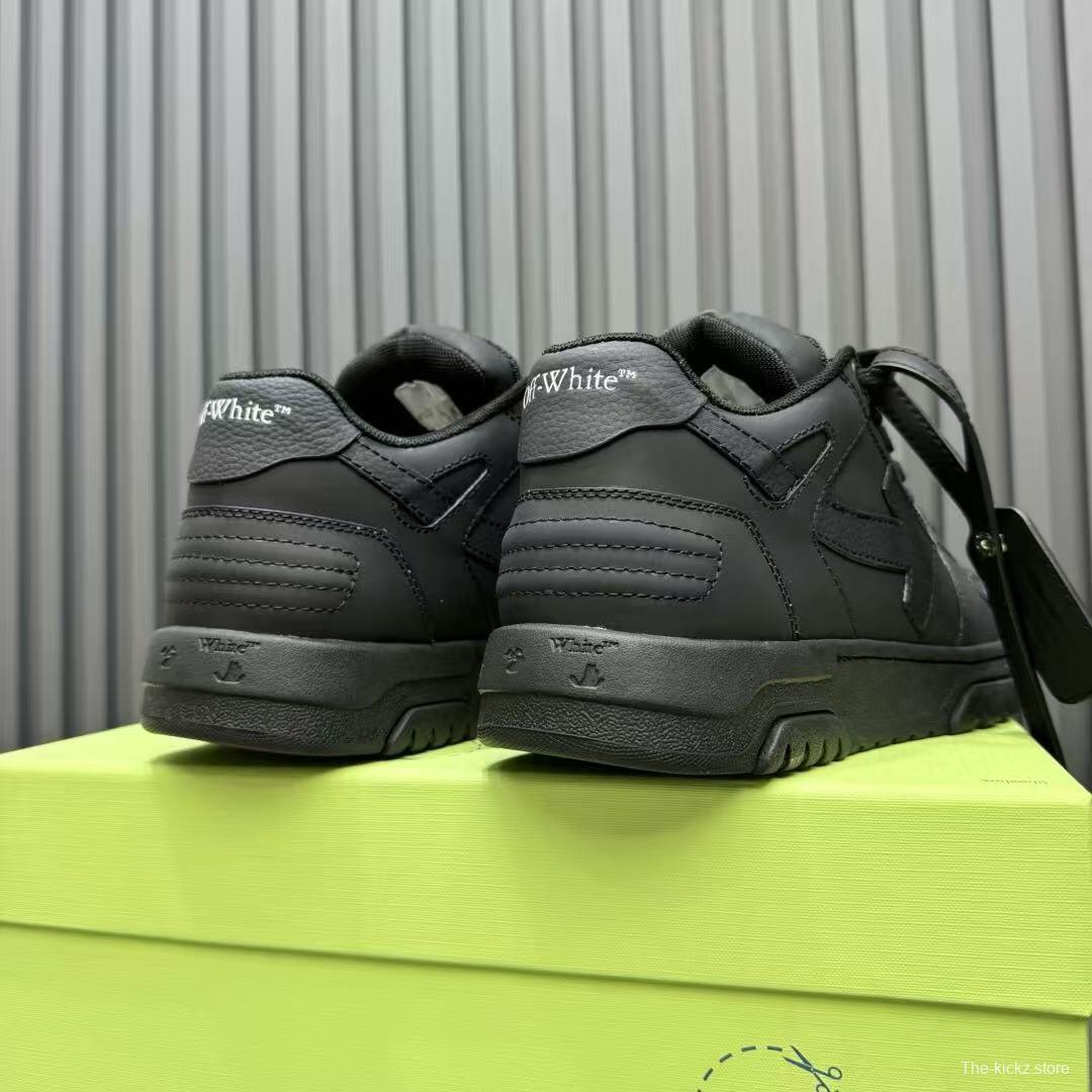 2025 Unisex Off-White Black Leather Sneakers KFY00310
