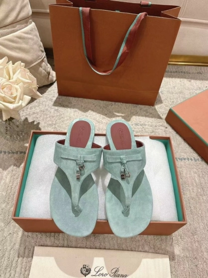 2025 Women Le Parmentier Mint Suede Slippers LY00250