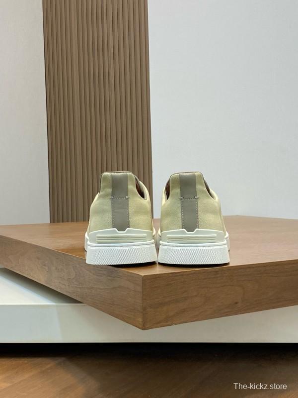 2024 Unisex Ermenegildo Zegna Beige Leather Fabric Sneaker MJ00280