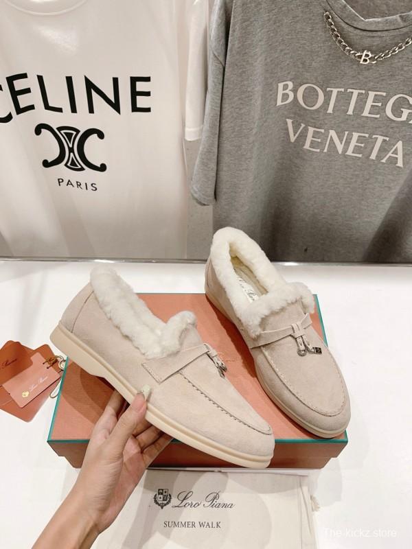 2024 Unisex Le Parmentier Beige Suede Sheepskin Loafers MJ00300
