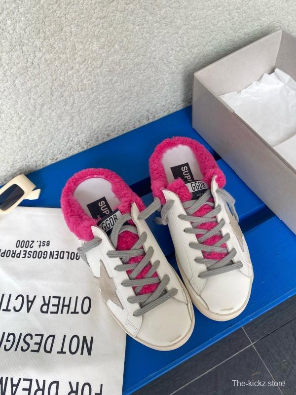 2024 Slippers GGDB White Pink Shearling Slippers MJ00280