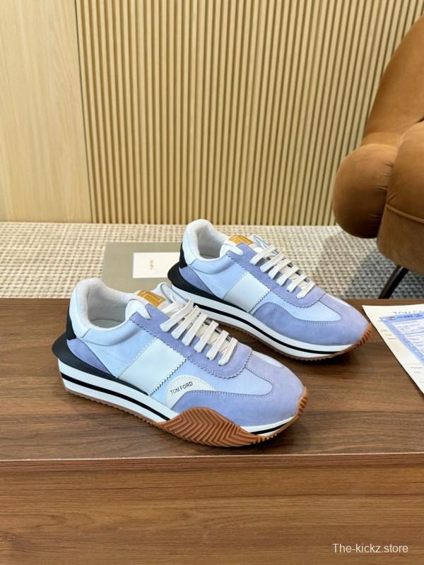 2025 Unisex TOM FORD Blue White Black Leather Suede Sneakers LY00360(LY00370)