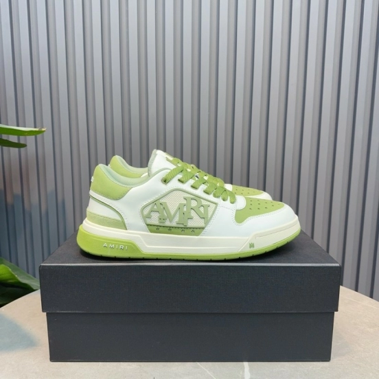 2025 Unisex Amiri Green White Leather Sneakers MJ00360