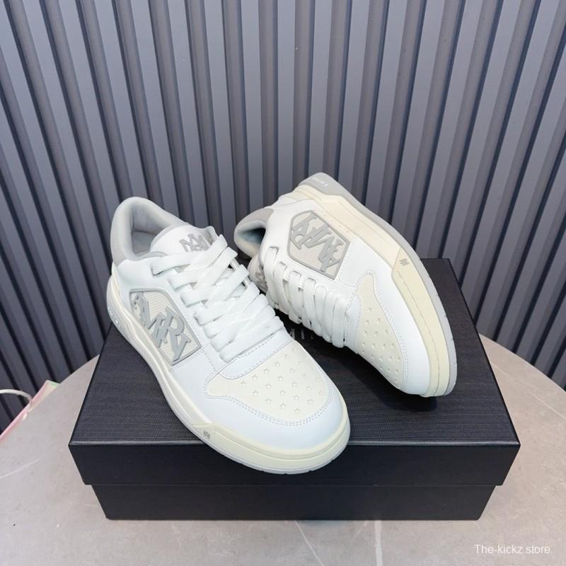 2025 Unisex Amiri White Grey Leather Sneakers MJ00360