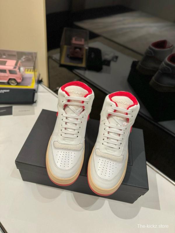 2024 Unisex Yves Saint Laurent White Red Leather Sneakers MJ00390