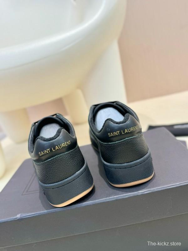 2024 Unisex Yves Saint Laurent Black Gold Leather Casual Shoes Laser Cut MJ00350