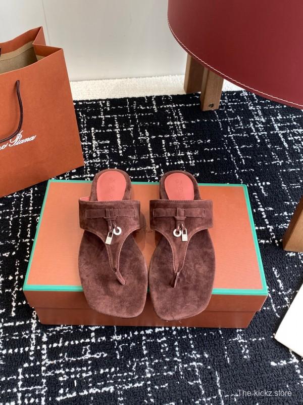 2025 Women Le Parmentier Brown Suede Slippers KFY00280