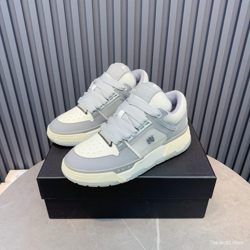 2024 Unisex Amiri Grey White Leather Suede Sneakers MJ00360