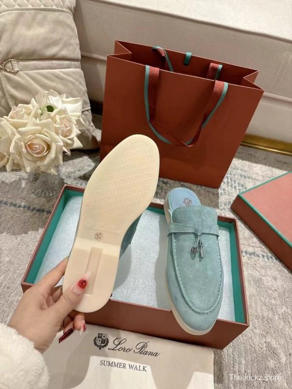 2025 Women LP Mint Green Suede Loafers LY00430F