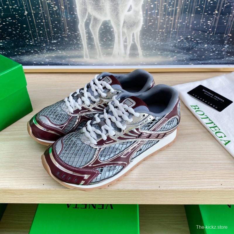 2025 Unisex Bottega Veneta BV Orbit Grey Brown Mesh Runner Sneakers LY00310