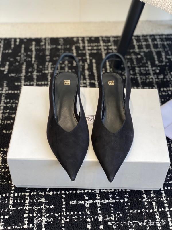 2025 Women Toteme Black Suede Slingback Pumps