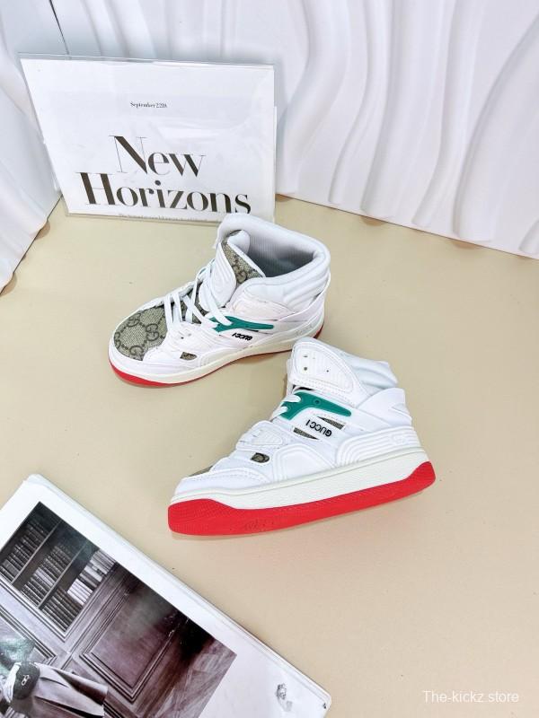 2024 Kids Gucci White Black Purple Green Leather Sneaker