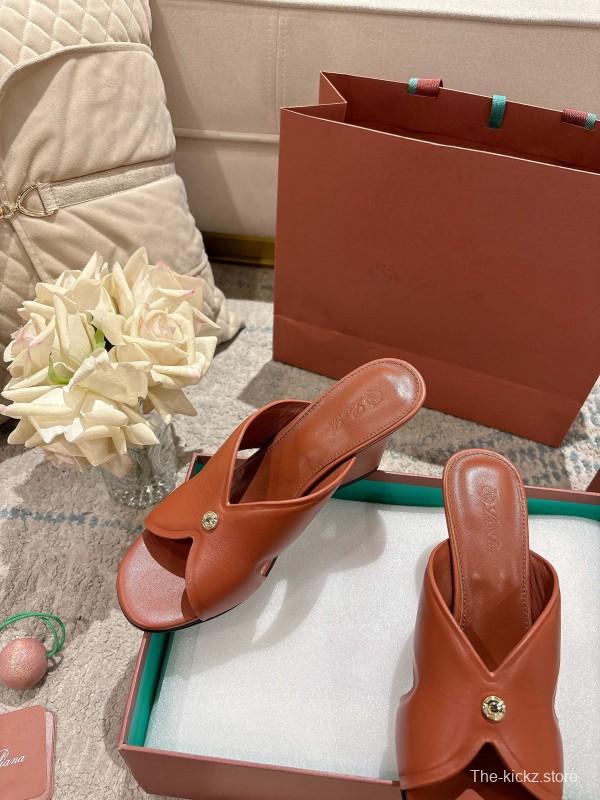 2025 Women Le Parmentier Brown Leather Sandals LY00300